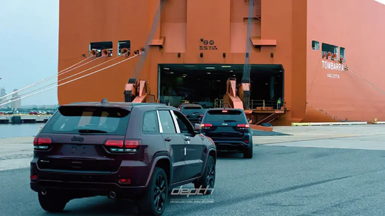 Cars being Driven onto the RoRo Vessel