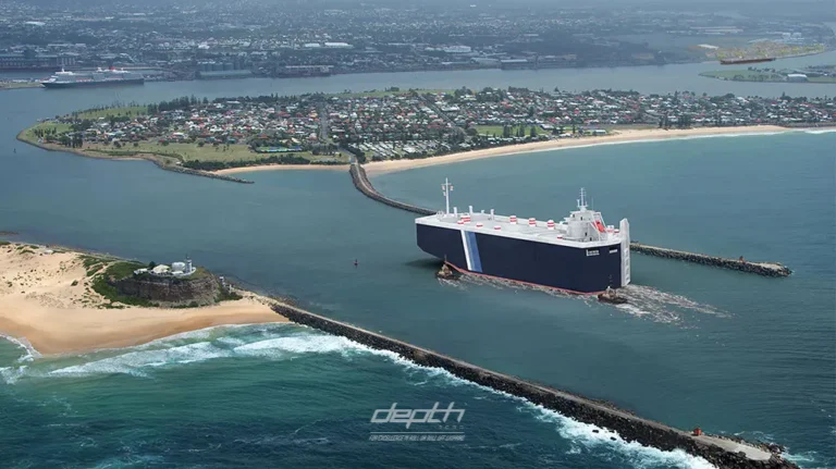 Roll On Roll Off Vessel Entering Port of Newcastle