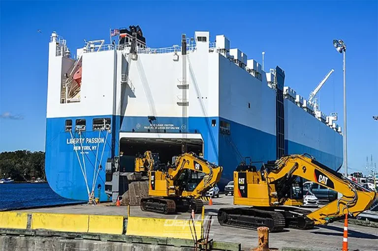 Unloading Construction Vehicles Off the Ramp